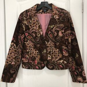 Larry Levine Women's Size 10 Corduroy Paisley Blazer Jacket VTG Maximalist Boho